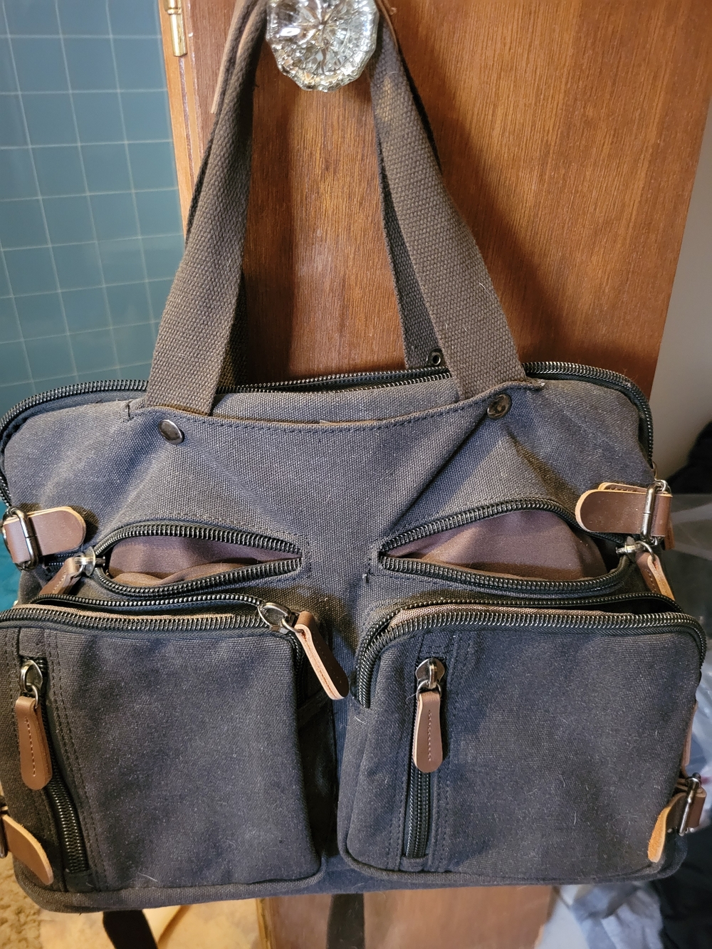 Canvas Utility Tote Bag in Dark Grey